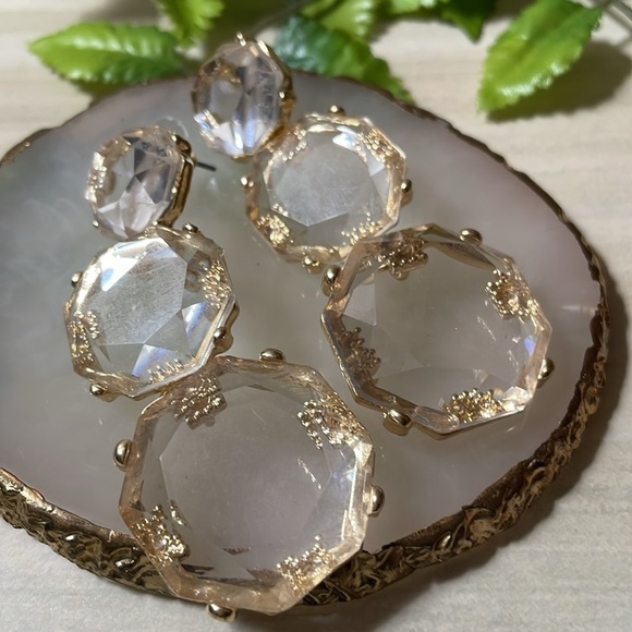 Transparent Crystal Resin Dangle Earrings - Picture 10 of 13